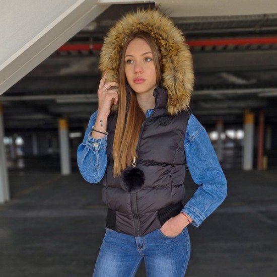 Дамски елек с качулка City Angels, Черен 6908 Дамски елек с качулка City Angels, Черен 6908